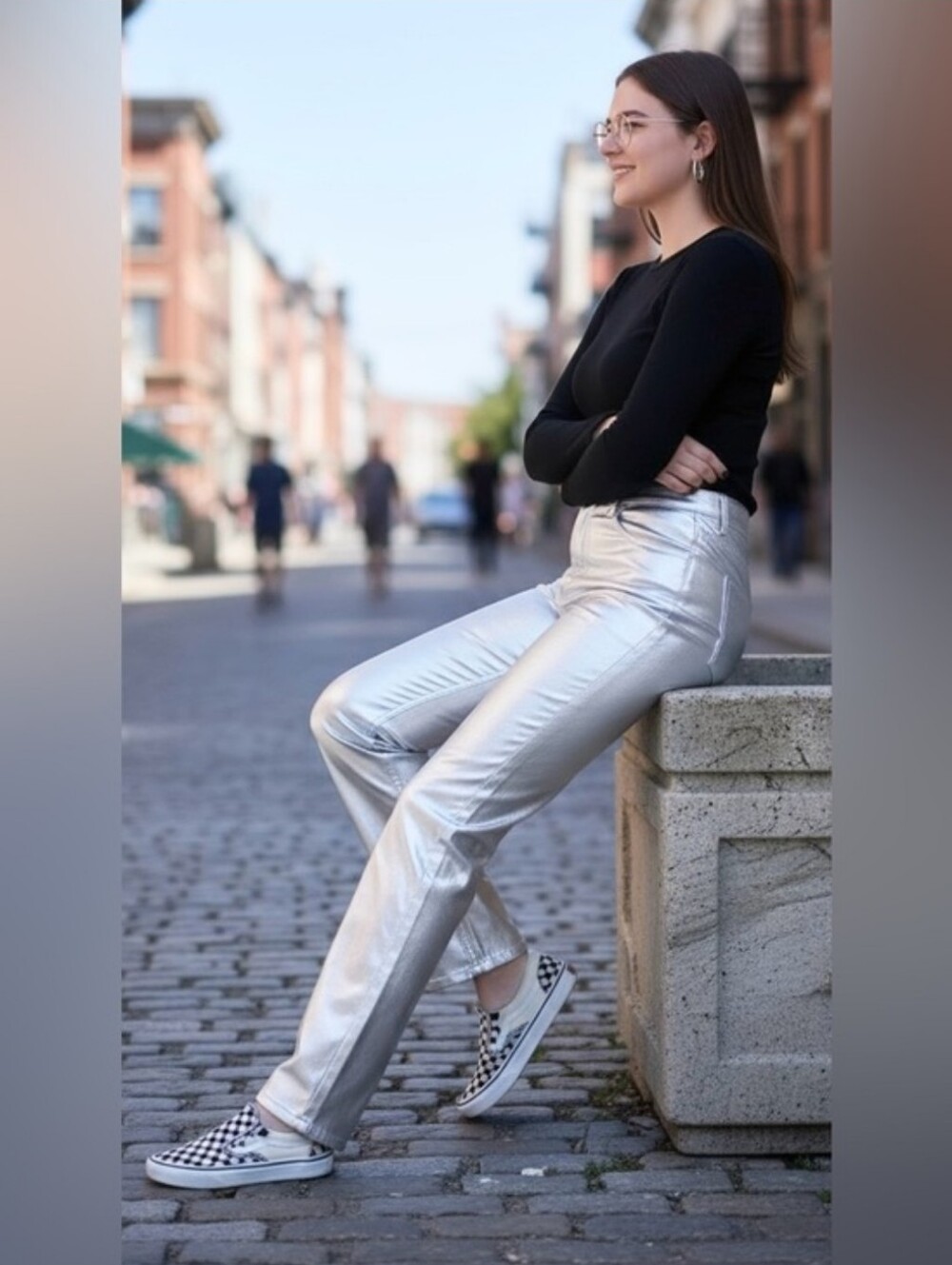 Wild Fable High-Rise Silver Metallic Straight-Leg Pants - Women - Picture 2 of 9